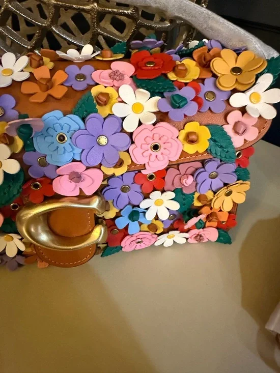 Coach Tabby Shoulder Bag 26 Floral Appliqué Nappa Leather CDZ35 - Picture 6 of 17